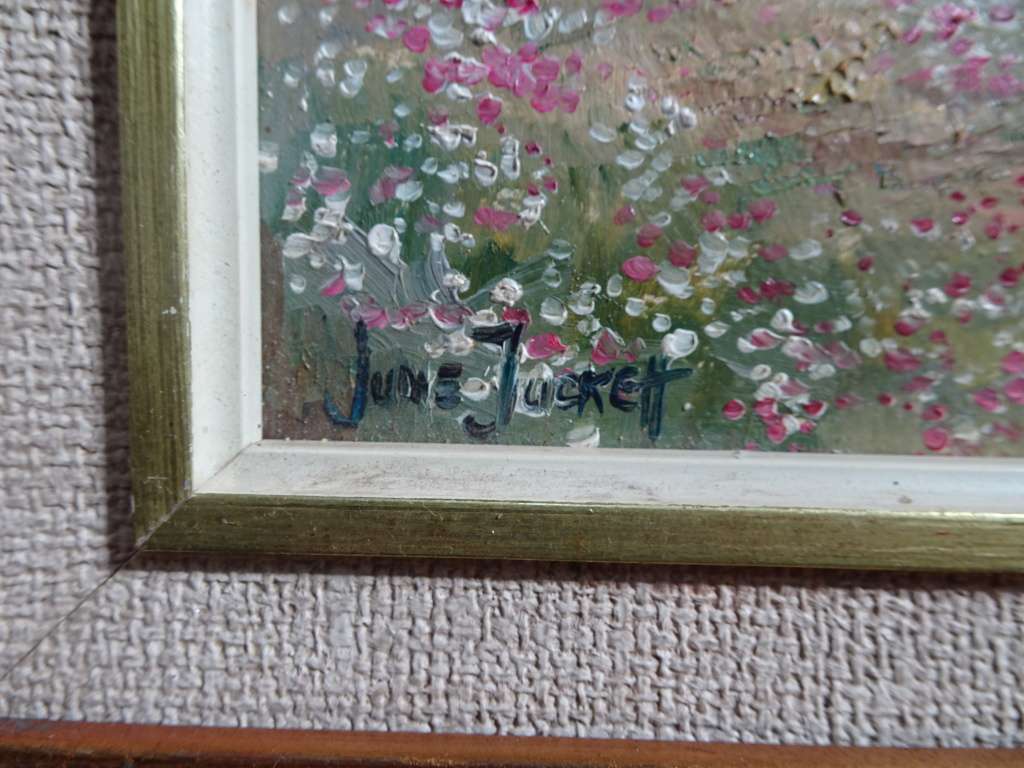 Stunning Oil On Board "Farm Sceen" By June Tuckett In Beautiful Gilded Frame -In Excellent Condition