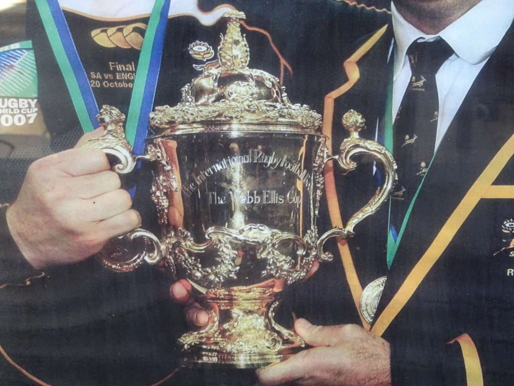 Ex-Springboks Coach Jake White And John Smit Celebrates The Winning Of 2007's World Cup Final Print