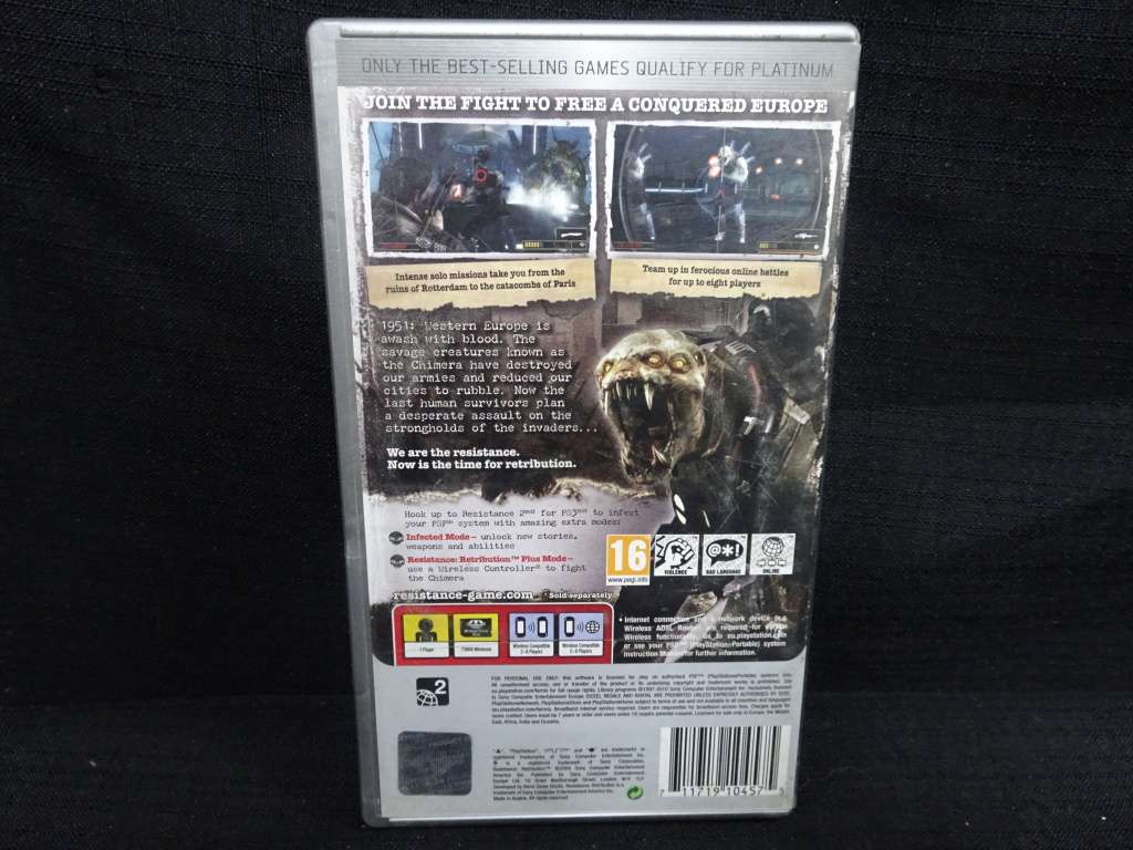PSP Game - Resistance: Retribution - Platinum - In Good Condition