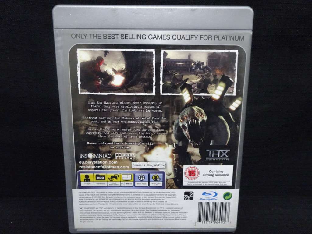 Play Station 3 (PS3) - Platinum - Resistance: Fall Of Man - In Good Condition