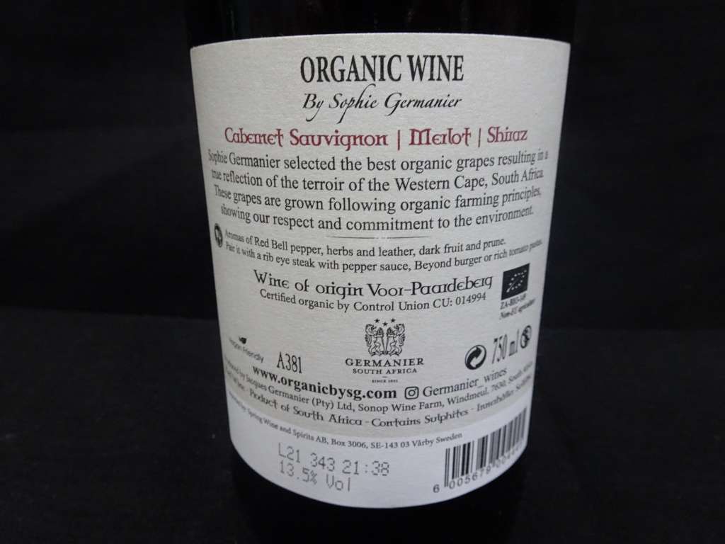 Sealed 750ml Bottle Of 2020 Organic Wine - Cabernet Sauvignon/Merlot/Shiraz By Sophie Germanier