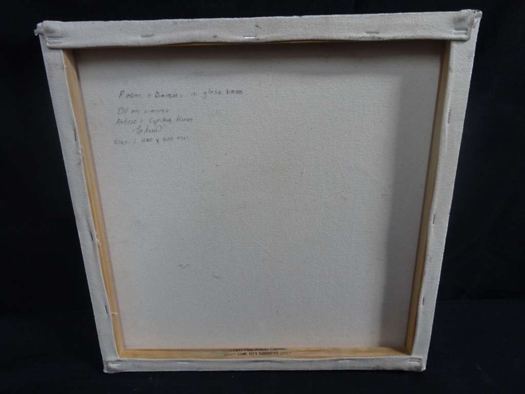 Beautiful Oil On Board "Roses & Daisies In Vase"- By Cynthia Kuun - Unframed - See Description