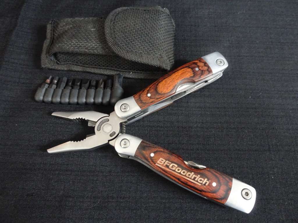 BFGoodrich Stainless Steel Wood Handle Multi Tool with Bits And Bag- See My Description