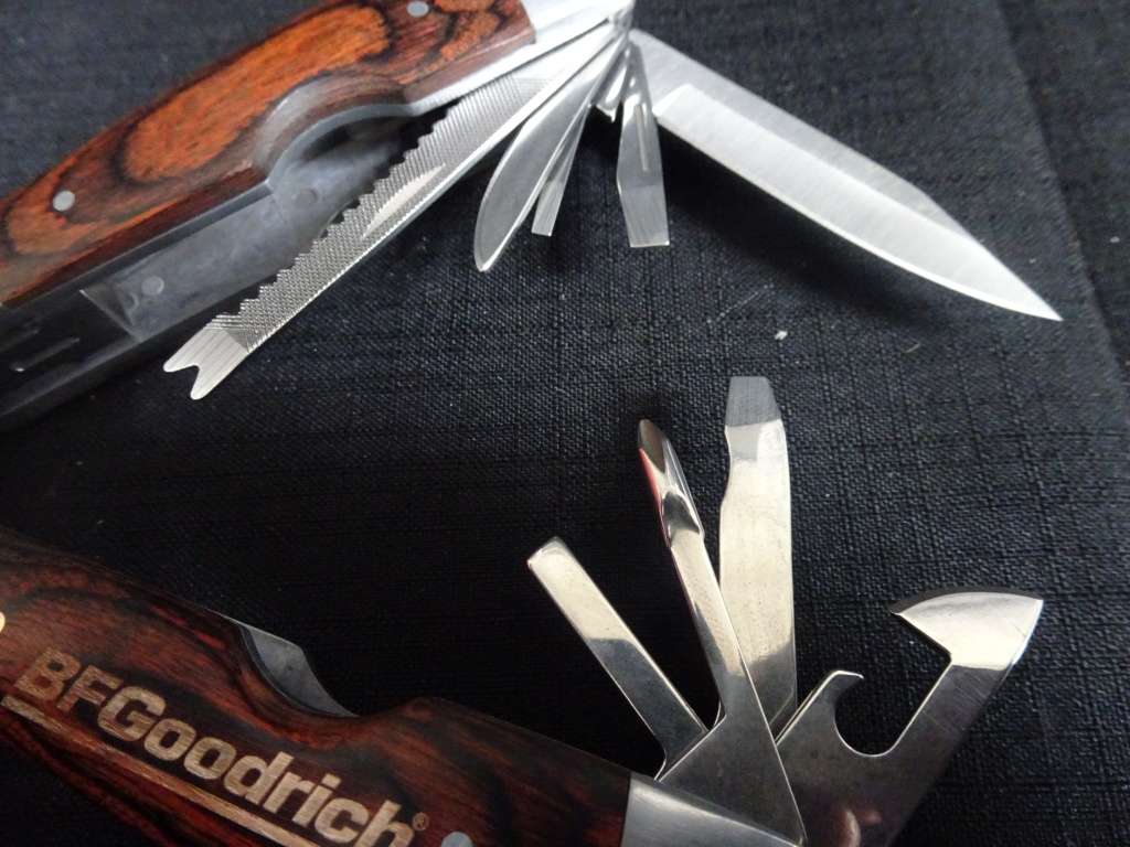 BFGoodrich Stainless Steel Wood Handle Multi Tool with Bits And Bag- See My Description