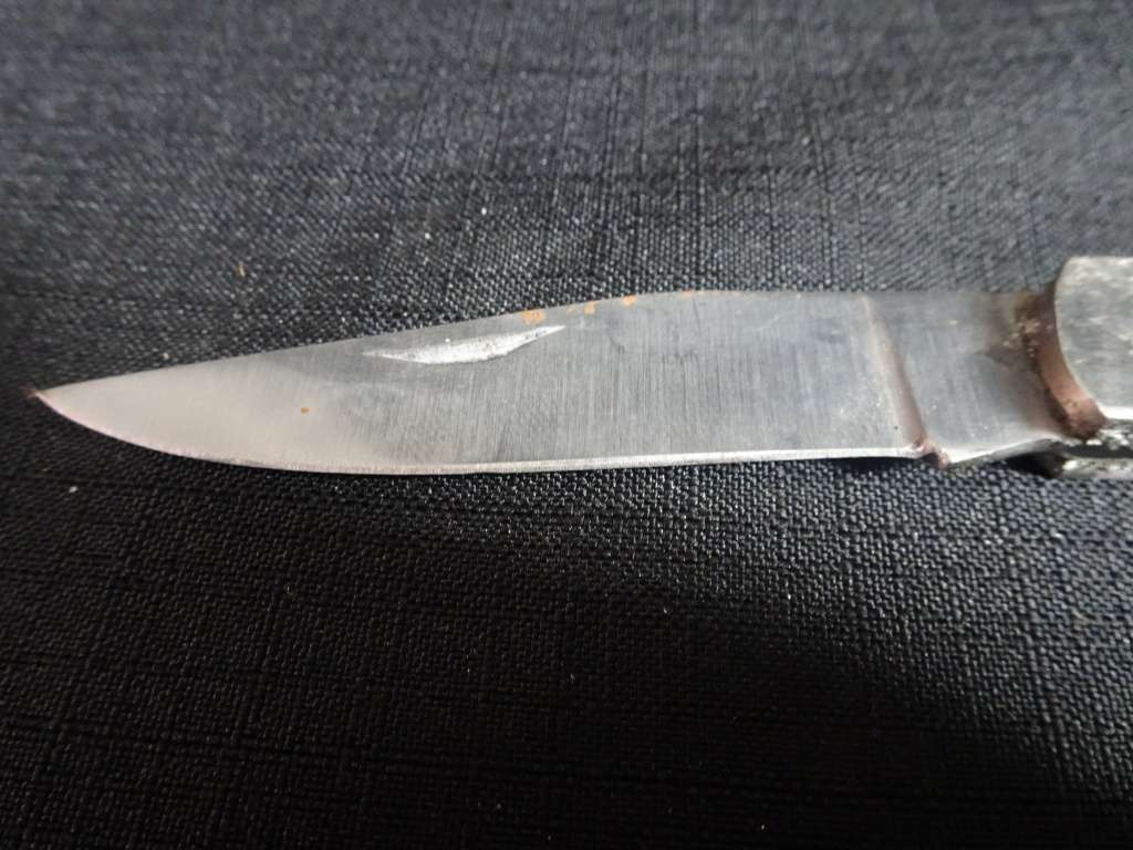 Vintage Pocket Folding Knife With Blue Wooden Handle