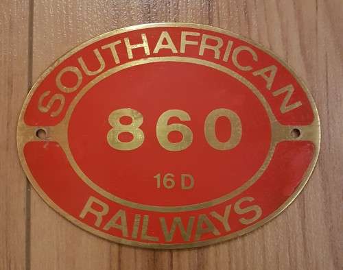 Mini Cab Side Number Plate SAR Steam Locomotive 860 16D
