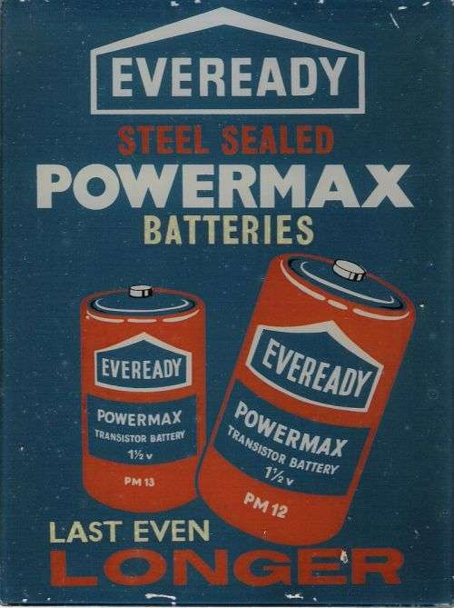 Vintage Eveready batteries reverse glass advertising sign