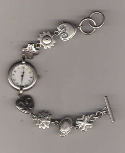 Rare Vintage Ladies Antique Fossil Bracelet Silver Watch EC-8715 C