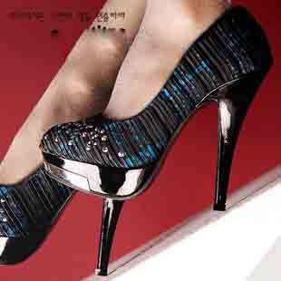 @ R899  classic womem fabric high heels blue/black @