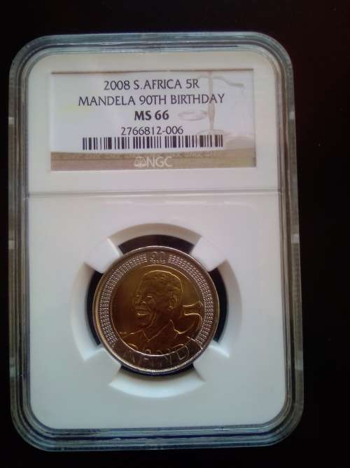 NGC MANDELA 90TH  2008 R 5 COIN MS 66