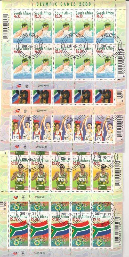 SOUTH AFRICA 2000 "OLYMPIC GAMES" SET CTO SHEETLETS SACC 1280-84.