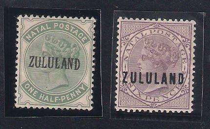 ZULULAND 1888-93 STAMPS OF NATAL OVPT ZULULAND.M/MINT. SACC 12/3. AS PER SCANS. . CV R1800