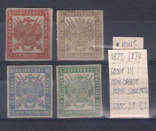 TVL1872/74 GROUP III THIN OPAQUE PAPER CLEAR PRINTING. SACC 28-31. MINT (*)  CV R9000 +-.