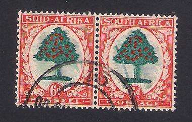 UNION OF SA. SACC 60c. VARIETY "FALLING LADDER" USED PAIR. CV R2400.