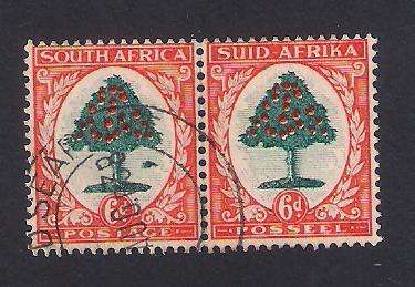 UNION OF SA. SACC 60c VARIETY."MOLEHILL FLAW" USED PAIR