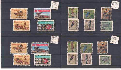 SELECTION OF RHODESIAN UN/M/MINT & USED STAMPS ON CARDS. GOOD VALUE AS PER SCANS