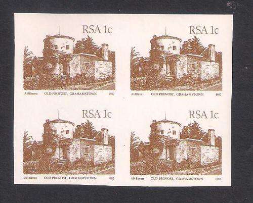 RSA. SACC 515. 1c IMPERF BLK OF 4. 4TH DEFINITIVE 1982. UMM. GOOD VALUE.