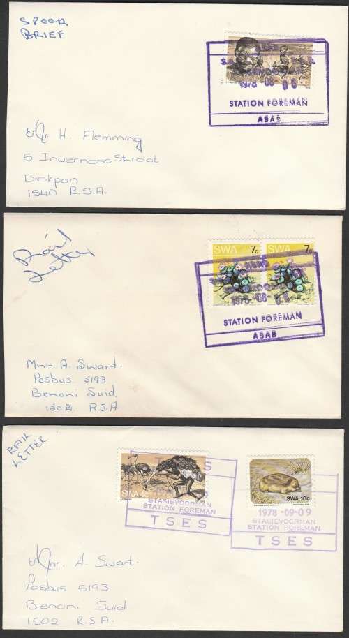 SELECTION OF S.W.A. RAIL LETTERS/SPOOR BRIEF AS PER SCANS. LOVELY ITEMS.