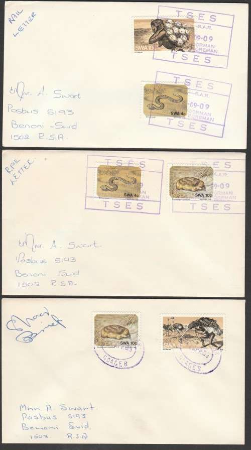 SELECTION OF S.W.A. RAIL LETTERS/SPOOR BRIEF AS PER SCANS. LOVELY ITEMS.