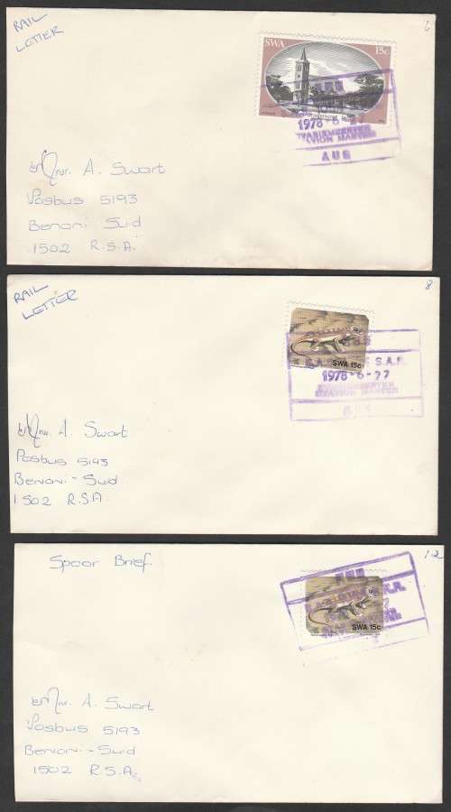 SELECTION OF S.W.A. RAIL LETTERS/SPOOR BRIEF AS PER SCANS. LOVELY ITEMS.