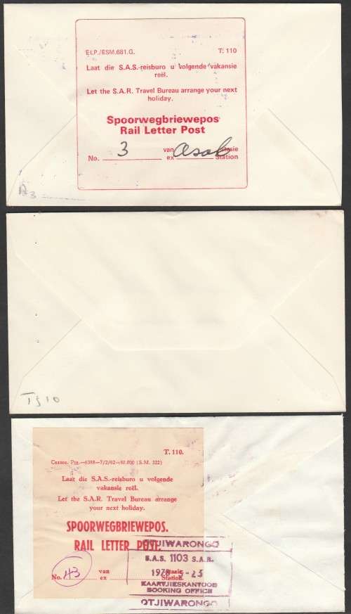 SELECTION OF S.W.A. RAIL LETTERS/SPOOR BRIEF AS PER SCANS. LOVELY ITEMS.