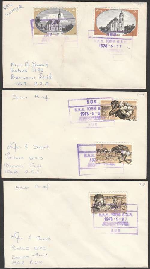 SELECTION OF S.W.A. RAIL LETTERS/SPOOR BRIEF AS PER SCANS. LOVELY ITEMS.