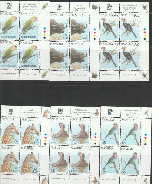 NAMIBIA 1997 3RD DEF ISSUE (X12) CONTROL BLOCKS. SACC 212-223. UMM.