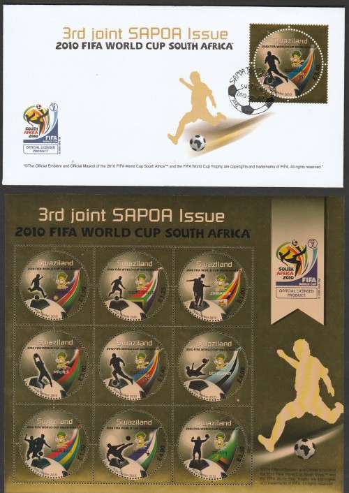 SWAZILAND 2010 SAPOA SHEETLET PLUS FDC. LOVELY ITEM.