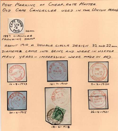 UNION SELECTION OF PAID CANCELLERS USED IN THE UNION PERIOD AS DESCRIBED BELOW.