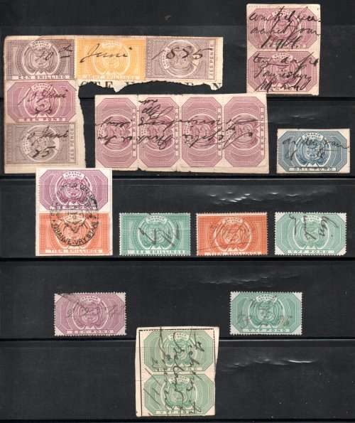 OFS 1882-86 SELECTION OF FISCAL STAMPS. ON PIECE ETC. AS PER SCANS. GOOD VALUE.