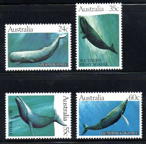 AUSTRALIA 1982 WHALES SET OF (X4) UMM. AS PER SCANS. SG838-841. LOVELY SET.