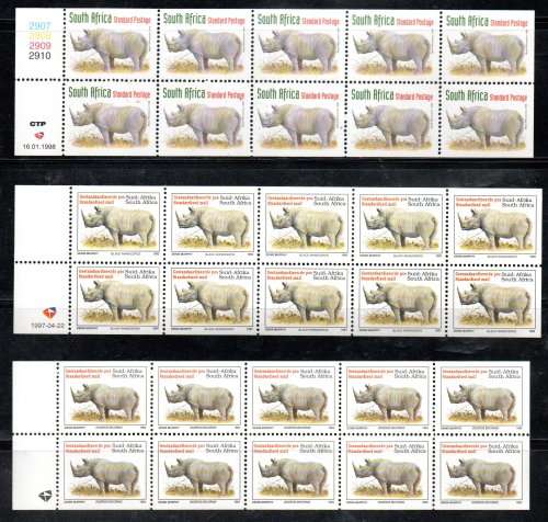 RSA SELECTION OF (X6) UMM RHINO BOOKLET PANES. AS PER SCANS. DIFFERENT DATES ETC. GOOD VALUE.