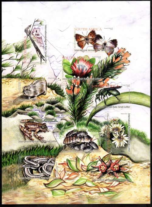 RSA 2004 THE ECOLOGY OF TABLE MOUNTAIN (X3) SELF-ADHESIVE SHEETLETS OF (X10) STAMPS. CC1667. CV R990