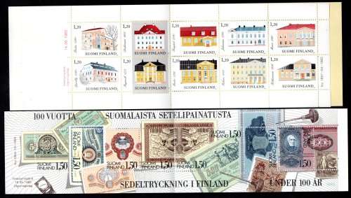 FINLAND 1982 MANOR HOUSES + 1984 BANKNOTES MINT AND COMPLETE BOOKLETS. AS PER SCANS. GREAT ITEMS.