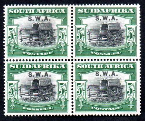 SWA 1927-30 LONDON PICTORIALS 5s BLOCK OF (X4) UMM. SACC89. AS PER SCANS. CV R9000. GREAT ITEM.