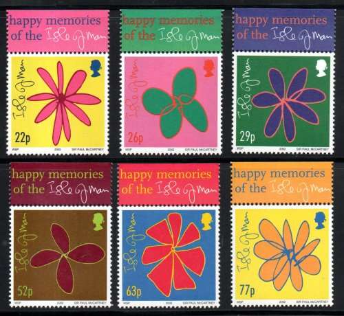 ISLE OF MAN 2002 MEMORIES (SIR PAUL McCARTNEY DESIGNED) UMM SET OF (X6). SG995/1000. GREAT SET.