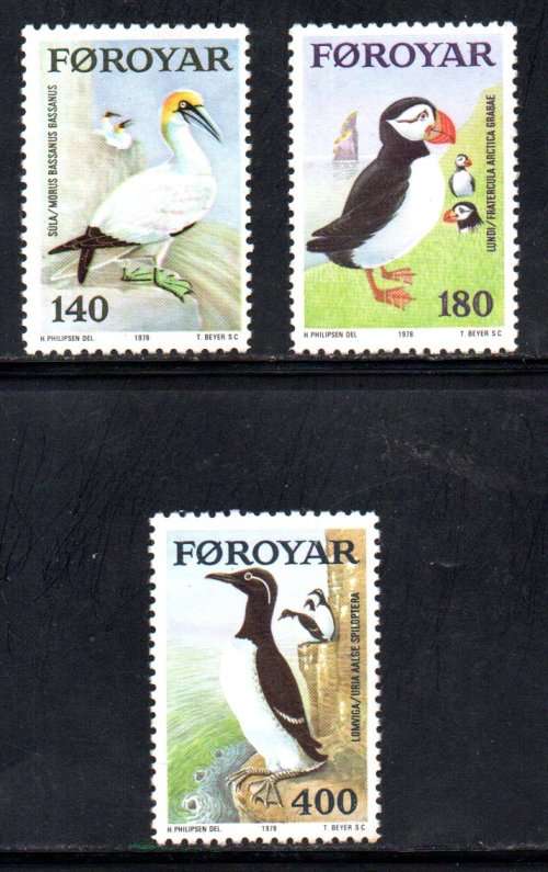 FAROE ISLANDS 1978 SEA BIRDS UMM SET OF (X3). AS PER SCANS. SG35-7. LOVELY SET.
