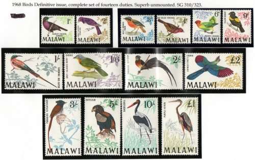 MALAWI 1968 BIRDS UMM SET OF (X14) SG310/23. CV GBP 75. FANTASTIC SET.