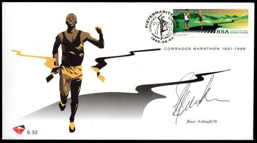 RSA 1996 COMRADES FDC SIGNED BY 2018 WOMEN`S DOWN RUN WINNER `ANN ASHWORTH`. AS PER SCANS. GREAT FDC
