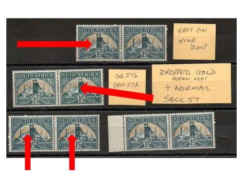 UNION 1933-48 DEF HYPH PICT 2d MINT PAIRS. (X3) WITH VARIETIES + (X1) NORMAL. GOOD VALUE.