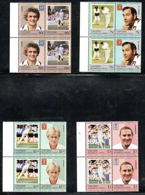 UNION ISLAND - GRENADINES OF ST VINCENT UMM CRICKET PLAYERS MARG BLKS OF (X4). AS PER SCANS.