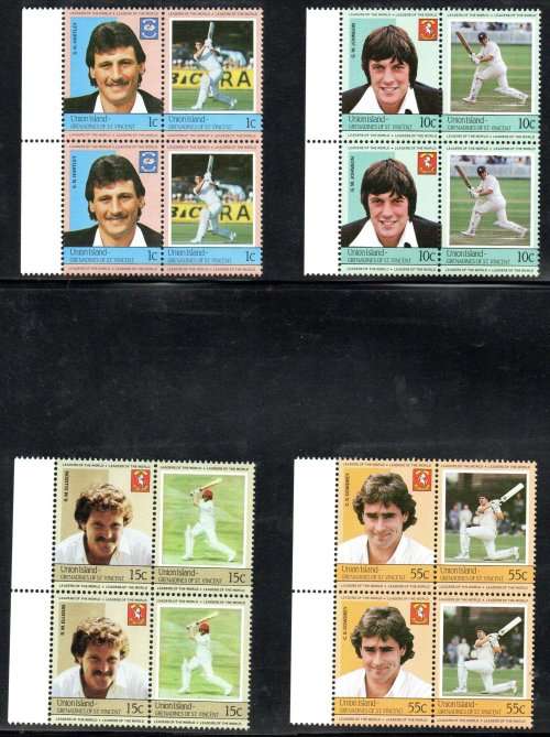 UNION ISLAND - GRENADINES OF ST VINCENT UMM CRICKET PLAYERS MARG BLKS OF (X4). AS PER SCANS.