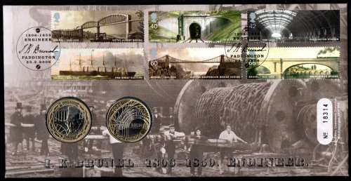 GB 2006 I.K BRUNEL - ENGINEER COMMEM NUMISMATIC/COIN COVER (TWO COINS). AS PER SCANS. LOVELY ITEM.