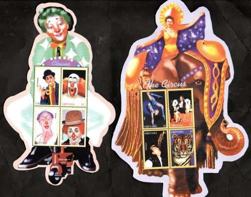 GRENADA 2003 CENTENARY OF CIRCUS CLOWNS SET OF (X2) SHEETS UMM. AS PER SCANS. SGMS4871/2. CV GBP 13