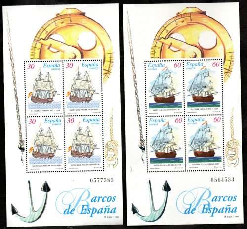 SPAIN 1996 18TH CENTURY SHIPS SET OF (X2) SHEETS UMM. SGMS3371a/b. AS PER SCANS. GOOD VALUE.