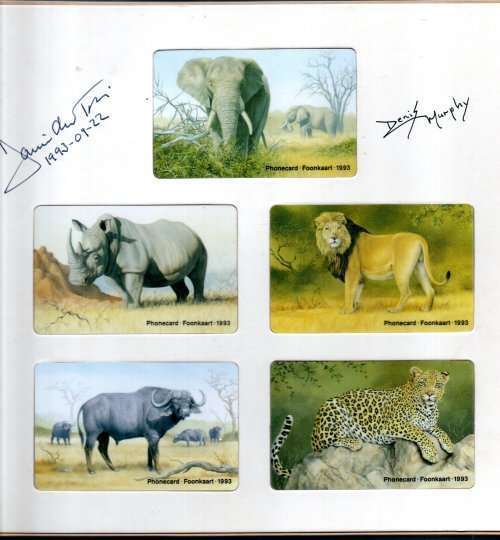 RSA 1993 INVITE TO DENIS MURPHY TO TELKOM PHONE CARDS BIG 5 SERIES LAUNCH + PRES PACK SIGNED. READ