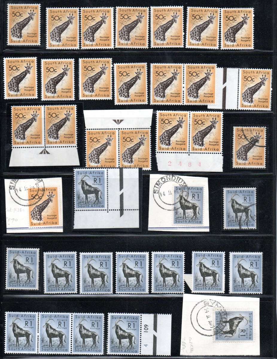 UNION LOT OF ANIMAL DEF 50c + R1 SINGLES, PAIRS ETC UMM,MM,USED. CC195/6 HUGE CV! AS PER SCANS. READ