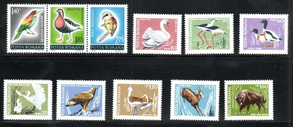 ROMANIA CLEARANCE OF BIRDS/ANIMALS STAMPS UMM (SETS ETC). AS PER SCANS. GREAT LOT. NICE THEMATIC.