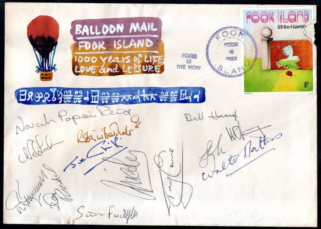 FOOK ISLAND COVER - IMAGINARY ISLAND BY ARTIST `WALTER BATTISS`. SIGNED BATTISS + RESIDENTS. READ!!