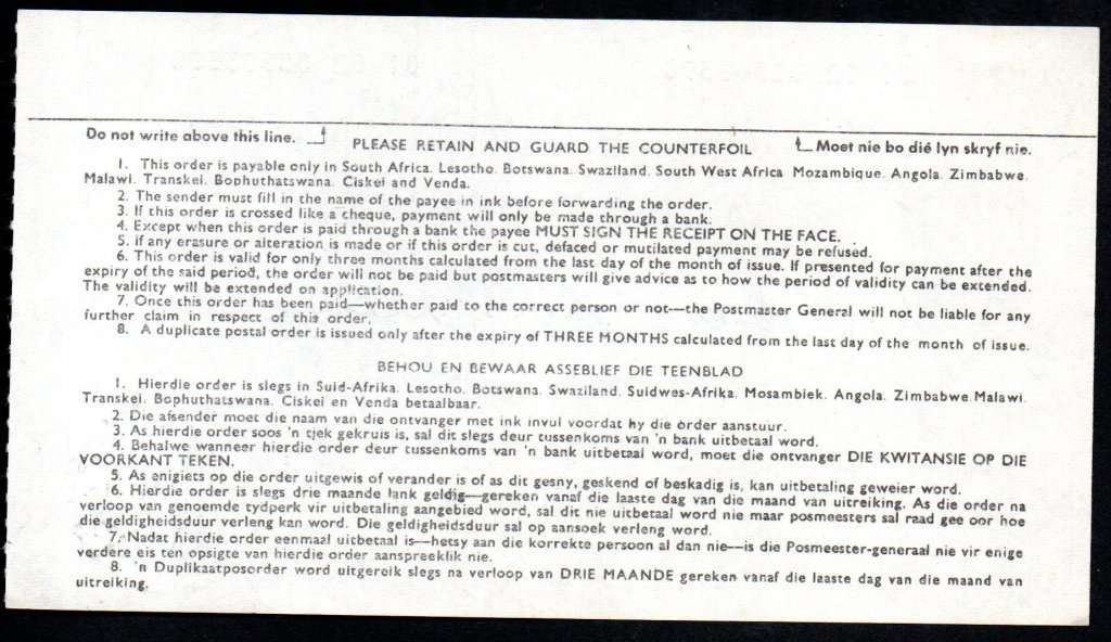 RSA 1983 R2 POSTAL ORDER. AS PER SCANS. NICE ITEM.